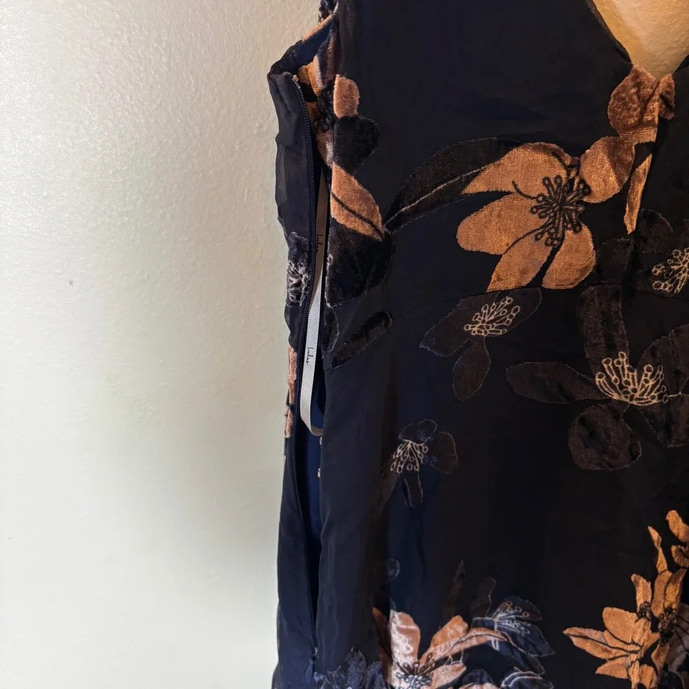 Lulus At The Afterparty Navy Blue Burnout Velvet Floral Mini Dress Size Small - Picture 10 of 10